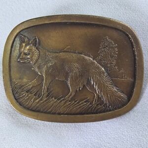 Indiana Metal Craft Belt Buckle Bronze Vintage 1977 Red Fox Wildlife M97